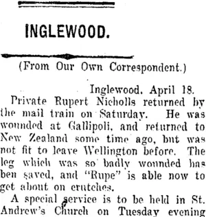 INGLEWOOD. (Taranaki Daily News 19-4-1916)