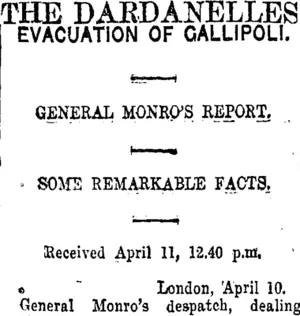 THE DARDANELLES (Taranaki Daily News 11-4-1916)