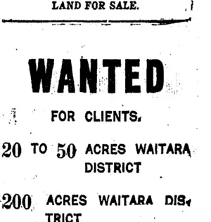 Page 1 Advertisements Column 8 (Taranaki Daily News 27-4-1916)