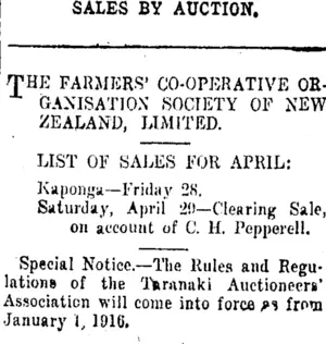 Page 8 Advertisements Column 5 (Taranaki Daily News 28-4-1916)