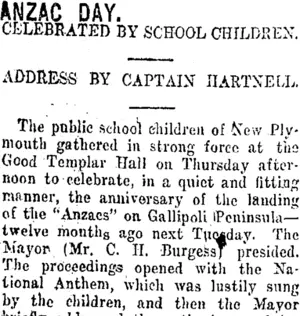 ANZAC DAY. (Taranaki Daily News 22-4-1916)