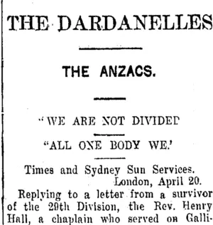 THE DARDANELLES (Taranaki Daily News 22-4-1916)