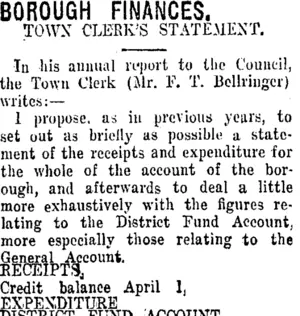 BOROUGH FINANCES. (Taranaki Daily News 3-5-1916)