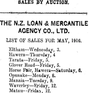 Page 8 Advertisements Column 5 (Taranaki Daily News 3-5-1916)