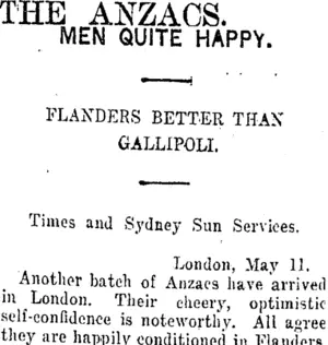 THE ANZACS. (Taranaki Daily News 13-5-1916)