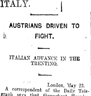 ITALY. (Taranaki Daily News 25-5-1916)