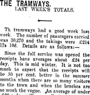 THE TRAMWAYS. (Taranaki Daily News 15-6-1916)