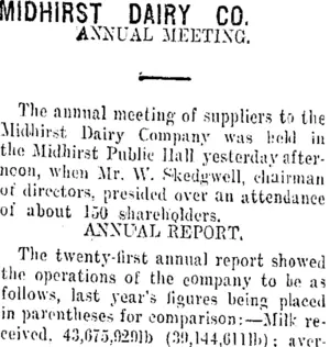 MIDHIRST DAIRY CO. (Taranaki Daily News 25-7-1916)