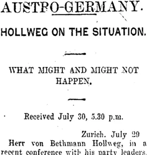 AUSTRO-GERMANY. (Taranaki Daily News 31-7-1916)