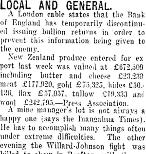LOCAL AND GENERAL. (Taranaki Daily News 5-8-1916)