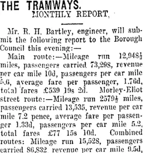 THE TRAMWAYS. (Taranaki Daily News 14-8-1916)