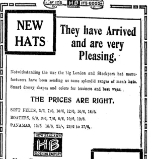 Page 7 Advertisements Column 6 (Taranaki Daily News 19-10-1916)