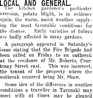 LOCAL AND GENERAL. (Taranaki Daily News 11-10-1916)