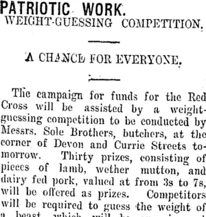 PATRIOTIC WORK. (Taranaki Daily News 20-10-1916)