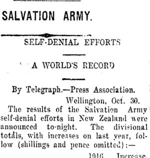 SALVATION ARMY. (Taranaki Daily News 31-10-1916)