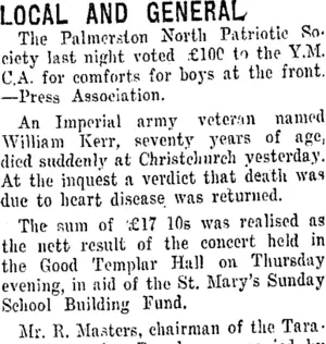 LOCAL AND GENERAL (Taranaki Daily News 11-11-1916)