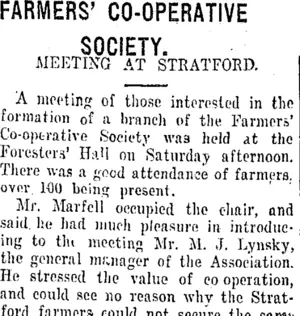 FARMERS' CO-OPERATIVE SOCIETY. (Taranaki Daily News 13-11-1916)