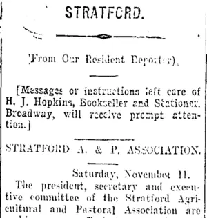 STRATFORD. (Taranaki Daily News 13-11-1916)