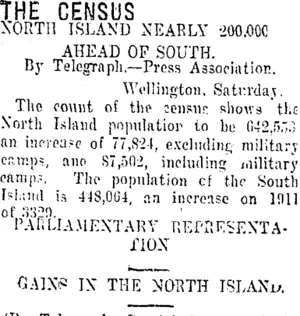THE CENSUS (Taranaki Daily News 15-1-1917)