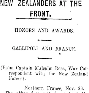 NEW ZEALANDERS AT THE FRONT. (Taranaki Daily News 6-2-1917)