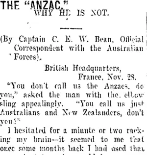 THE "ANZAC." (Taranaki Daily News 2-2-1917)