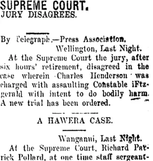 SUPREME COURT. (Taranaki Daily News 14-2-1917)