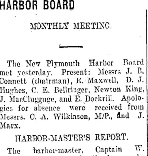 HARBOR BOARD. (Taranaki Daily News 17-3-1917)