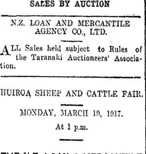 Page 8 Advertisements Column 5 (Taranaki Daily News 17-3-1917)