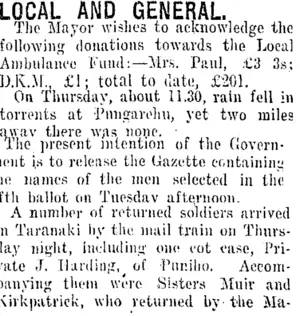 LOCAL AND GENERAL. (Taranaki Daily News 10-3-1917)