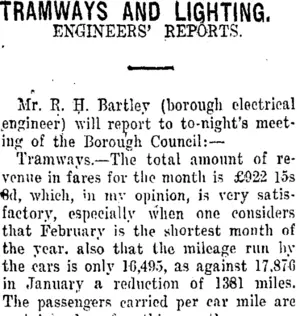 TRAMWAYS AND LIGHTING. (Taranaki Daily News 12-3-1917)