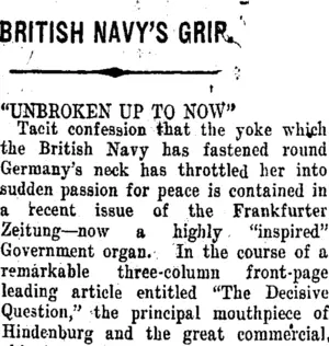 BRITISH NAVY'S GRIP. (Taranaki Daily News 3-4-1917)