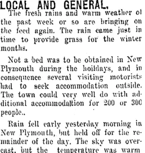 LOCAL AND GENERAL. (Taranaki Daily News 10-4-1917)