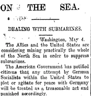 ON THE SEA. (Taranaki Daily News 7-5-1917)
