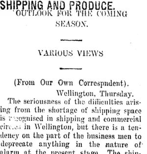 SHIPPING AND PRODUCE. (Taranaki Daily News 19-5-1917)