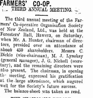 FARMERS' CO-OP. (Taranaki Daily News 28-5-1917)