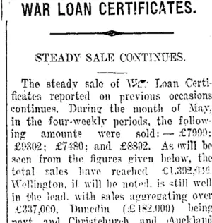 WAR LOAN CERTIFICATES. (Taranaki Daily News 9-6-1917)