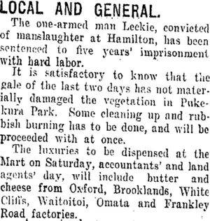 LOCAL AND GENERAL. (Taranaki Daily News 14-6-1917)