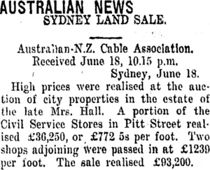 AUSTRALIAN NEWS. (Taranaki Daily News 19-6-1917)