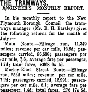 THE TRAMWAYS. (Taranaki Daily News 17-8-1917)