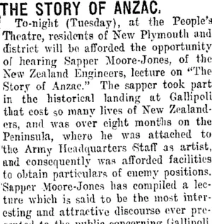 THE STORY OF ANZAC. (Taranaki Daily News 28-8-1917)