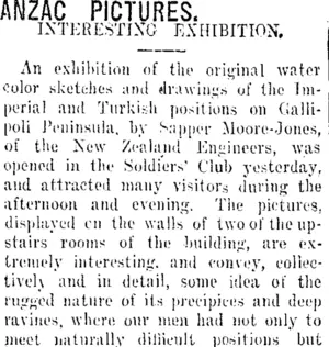 ANZAC PICTURES. (Taranaki Daily News 30-8-1917)