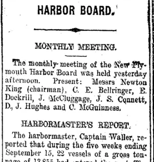 HARBOR BOARD. (Taranaki Daily News 22-9-1917)