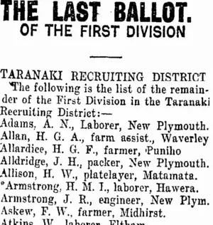 THE LAST BALLOT. (Taranaki Daily News 2-10-1917)