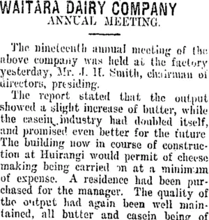 WAITARA DAIRY COMPANY. (Taranaki Daily News 17-11-1917)