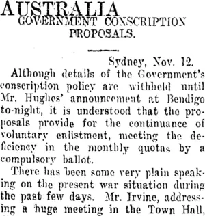 AUSTRALIA. (Taranaki Daily News 13-11-1917)