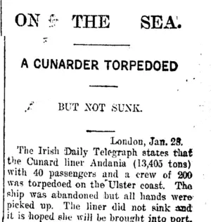 ON THE SEA. (Taranaki Daily News 30-1-1918)