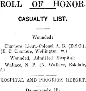 ROLL OF HONOR. (Taranaki Daily News 21-3-1918)