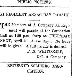 Page 1 Advertisements Column 3 (Taranaki Daily News 24-4-1918)