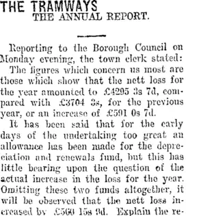 THE TRAMWAYS. (Taranaki Daily News 8-5-1918)