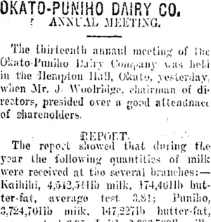 OKATO-PUNIHO DAIRY CO. (Taranaki Daily News 30-7-1918)